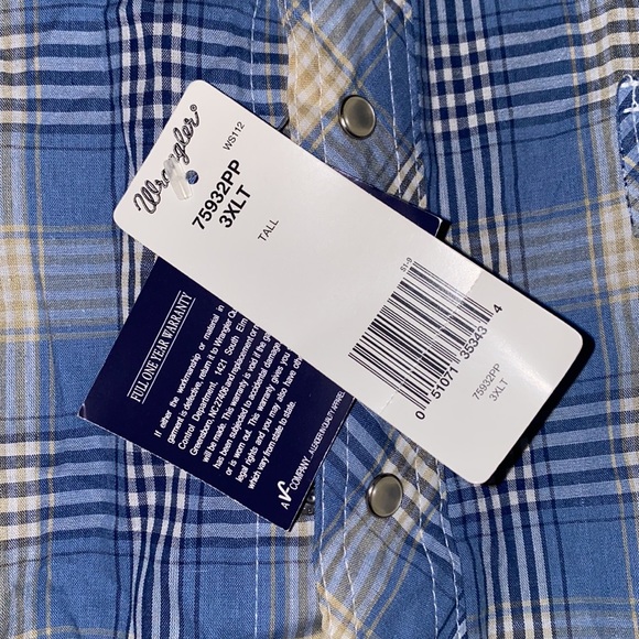 NWT Wrangler long sleeve shirt w pearl snaps 3XT - Picture 3 of 5